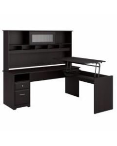 Bush Furniture Cabot 3 Position L Shaped Sit to Stand Desk with Hutch, 72inW, Espresso Oak, Standard Delivery