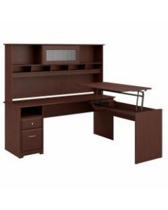 Bush Furniture Cabot 3 Position L Shaped Sit to Stand Desk with Hutch, 72inW, Harvest Cherry, Standard Delivery