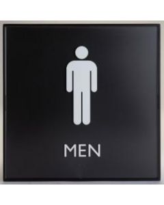 Lorell Restroom Sign - 1 Each - Men Print/Message - 8in Width x 8in Height - Square Shape - Easy Readability, Injection-molded - Plastic - Black