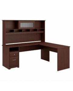 Bush Furniture Cabot L Shaped Computer Desk with Hutch and Drawers, 72inW, Harvest Cherry, Standard Delivery