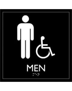 Lorell Restroom Sign - 1 Each - Men Print/Message - 8in Width x 8in Height - Square Shape - Easy Readability, Injection-molded - Plastic - Black
