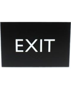 Lorell Exit Sign - 1 Each - 4.5in Width x 6.8in Height - Rectangular Shape - Easy Readability, Braille - Plastic - Black