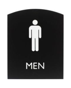 Lorell Restroom Sign - 1 Each - Men Print/Message - 6.8in Width x 8.5in Height - Rectangular Shape - Easy Readability, Braille - Plastic - Black