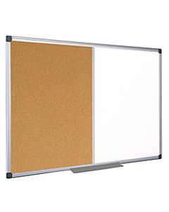 MasterVision Maya Cork/Non-Magnetic Dry-Erase Whiteboard Combination Board, 48in x 72in, Silver Aluminum Frame