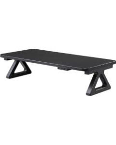 Lorell Tripod Base USB Monitor Stand - 22 lb Load Capacity - 6.3in Height x 24.8in Width x 11.8in Depth - Medium Density Fiberboard (MDF), Plastic - Black