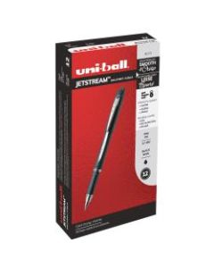 uni-ball Jetstream Ballpoint Pens, Fine Point, 0.7 mm, Blue Barrel, Black Ink, Pack Of 12