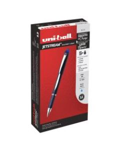 uni-ball Jetstream Ballpoint Pens, Fine Point, 0.7 mm, Blue Barrel, Blue Ink, Pack Of 12