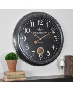 FirsTime Varenna Wall Clock, 24in, Distressed Black