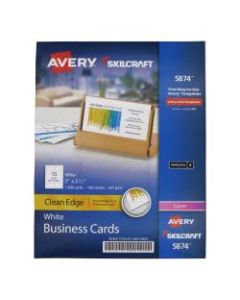 Avery Printable Business Cards, 2in x 3-1/2in, White, 10 Cards Per Sheet, Pack Of 100 Sheets