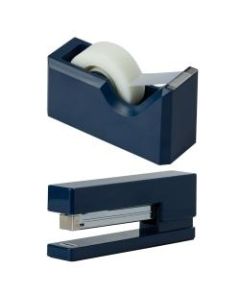 JAM Paper 2-Piece Office And Desk Set, 1 Stapler & 1 Tape Dispenser, Navy Blue