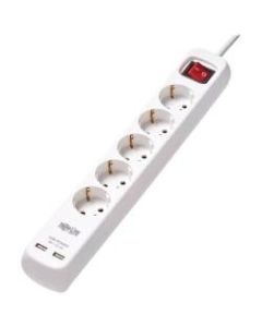 Tripp Lite Protect It! PS5G3USB 5-Outlets Power Strip - French - 5 x Type F (Schuko) - 9.84 ft Cord - 16 A Current - 230 V AC Voltage - Wall Mountable - White