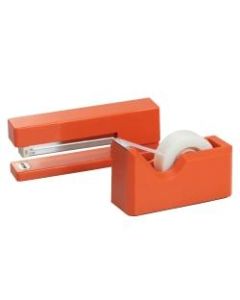 JAM Paper 2-Piece Office And Desk Set, 1 Stapler & 1 Tape Dispenser, Orange