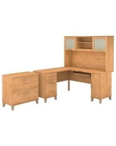 Bush Furniture Somerset L Shaped Desk With Hutch And Lateral File Cabinet, 60inW, Maple Cross, Standard Delivery