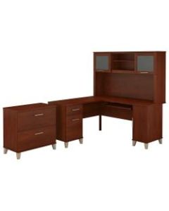 Bush Furniture Somerset L Shaped Desk With Hutch And Lateral File Cabinet, 60inW, Hansen Cherry, Standard Delivery