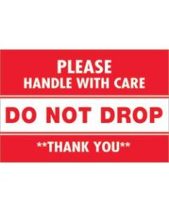 Tape Logic Preprinted Shipping Labels, DL1313, Do Not Drop, Rectangle, 2in x 3in, Red/White, Roll Of 500