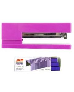 JAM Paper 2-Piece Office Stapler Set, 1 Stapler & 1 Pack of Staples, Pink/Purple
