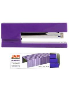 JAM Paper 2-Piece Office Stapler Set, 1 Stapler & 1 Pack of Staples, Purple