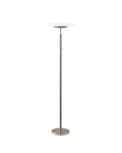 Adesso Stella Torchiere, 72inH, Frosted Shade/Brushed Steel Base
