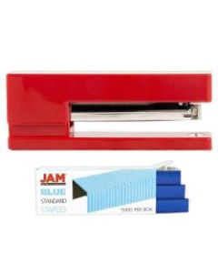 JAM Paper 2-Piece Office Stapler Set, 1 Stapler & 1 Pack of Staples, Red/Blue