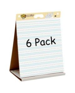 Post-it Super Sticky Tabletop Easel Pads, Primary Ruled, 20in x 23in, White, 20 Sheets Per Pad, Pack Of 6 Pads
