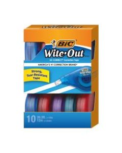 BIC Wite-Out Brand EZ Correct Correction Tape, 3/16in x 471-3/16in, White, Pack Of 10 Cartridges