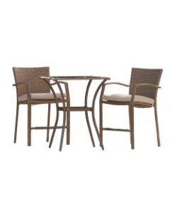 COSCO Bridgeport 3-Piece Outdoor High-Top Bistro Patio Furniture Set, Brown/Tan