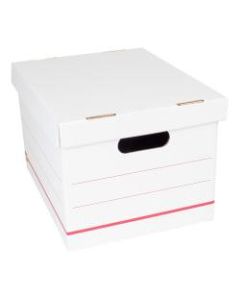 Office Depot Brand Standard-Duty Corrugated Storage Boxes, Letter/Legal Size, 15in x 12in x 10in, 60% Recycled, White/Red, Case Of 12