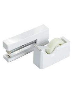 JAM Paper 2-Piece Office And Desk Set, 1 Stapler & 1 Tape Dispenser, White