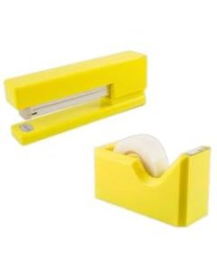 JAM Paper 2-Piece Office And Desk Set, 1 Stapler & 1 Tape Dispenser, Yellow