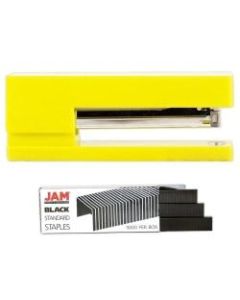 JAM Paper 2-Piece Office Stapler Set, 1 Stapler & 1 Pack of Staples, Yellow/Black