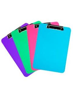 JAM Paper Letter-Size Clipboards With Low-Profile Metal Clips, 12-1/2in x 9in, Assorted Colors, Pack Of 4 Clipboards
