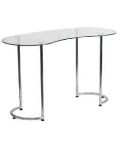 Flash Furniture 48inW Curved Contemporary Computer Desk, Clear/Chrome