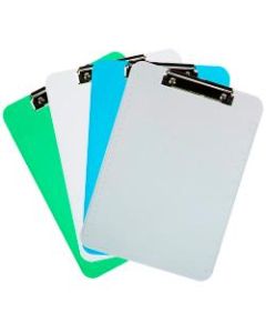 JAM Paper Letter-Size Clipboards With Low-Profile Metal Clips, 12-1/2in x 9in, Silver/Blue/Green, Pack Of 4 Clipboards