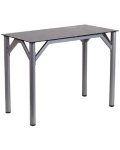 Flash Furniture 40inW Contemporary Desk With Tempered-Glass Top, Black/Silver