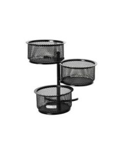 Rolodex Mesh 3-Tier Swivel Paper Clip Dish, Black