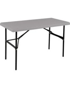 SKILCRAFT Blow-molded Folding Table - Rectangle Top - 96in Table Top Width x 30in Table Top Depth - Assembly Required - Charcoal - High-density Polyethylene (HDPE) - TAA Compliant