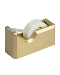 JAM Paper Plastic Tape Dispenser, 4-1/2inH x 2-1/2inW x 1-3/4inD, Gold