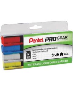 Pentel PROGear Wet-Erase Liquid Chalk Marker - Chisel Marker Point StyleChalk-based Ink - 4 / Pack