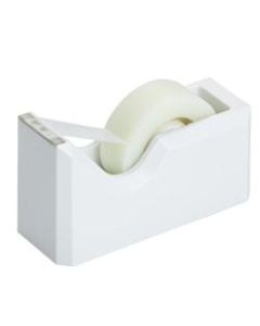 JAM Paper Plastic Tape Dispenser, 4-1/2inH x 2-1/2inW x 1-3/4inD, White