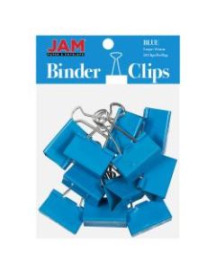 JAM Paper Designer Binder Clips, Large, 1in Capacity, Blue, Pack Of 12 Clips