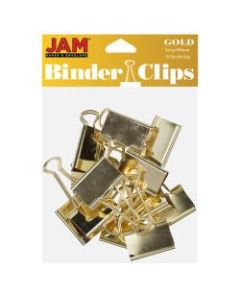 JAM Paper Designer Binder Clips, Large, 1in Capacity, Gold, Pack Of 12 Clips