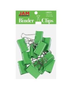 JAM Paper Designer Binder Clips, Large, 1in Capacity, Green, Pack Of 12 Clips