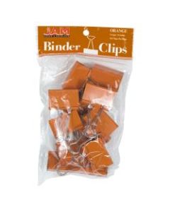 JAM Paper Designer Binder Clips, Large, 1in Capacity, Orange, Pack Of 12 Clips