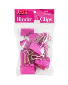 JAM Paper Designer Binder Clips, Large, 1in Capacity, Pink, Pack Of 12 Clips