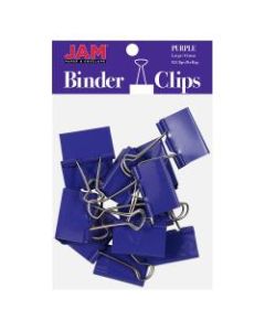 JAM Paper Designer Binder Clips, Large, 1in Capacity, Purple, Pack Of 12 Clips