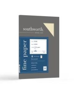 Southworth 25% Cotton Linen Business Paper, 8 1/2in x 11in, 24 Lb, 55% Recycled, Ivory, Box Of 100