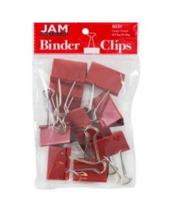JAM Paper Designer Binder Clips, Large, 1in Capacity, Red, Pack Of 12 Clips