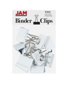 JAM Paper Designer Binder Clips, Large, 1in Capacity, White, Pack Of 12 Clips