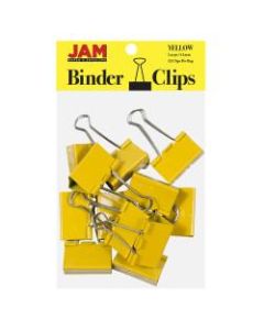 JAM Paper Designer Binder Clips, Large, 1in Capacity, Yellow, Pack Of 12 Clips
