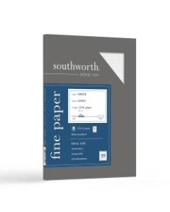 Southworth 25% Cotton Linen Business Paper, 8 1/2in x 11in, 24 Lb, 55% Recycled, White, Box Of 100